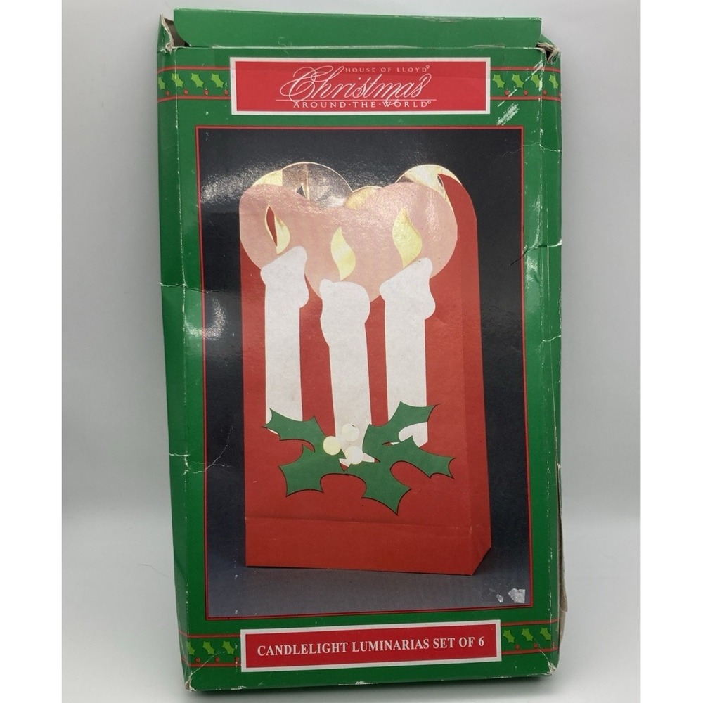 Vintage 1990's House Of Lloyd Christmas Luminaries Set 6 Bags/6 Candles New
